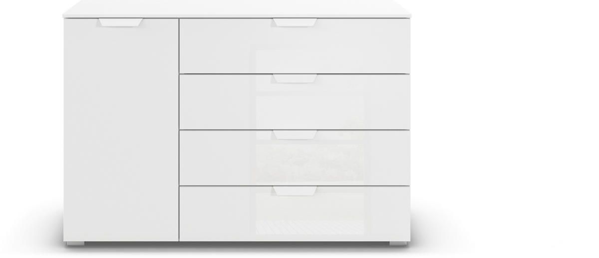 KOMMODE 120/81/42 cm  in Weiss  - Weiss, Design, Glas/Holzwerkstoff (120/81/42cm) - Carryhome