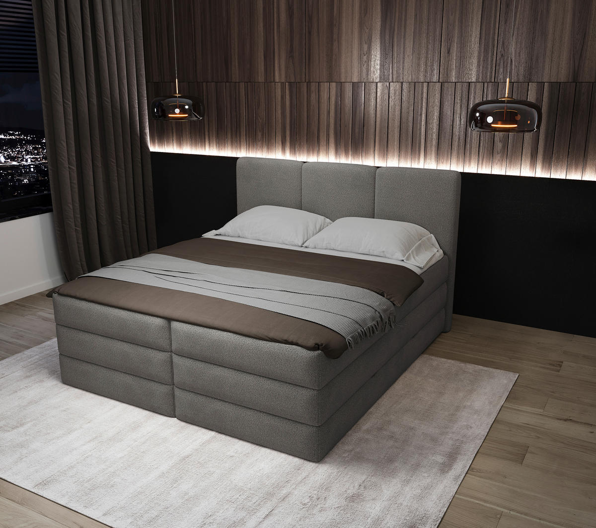BOXSPRINGBETT 180/200 cm  in Anthrazit  - Anthrazit/Schwarz, MODERN, Holz/Holzwerkstoff (180/200cm) - MID.YOU