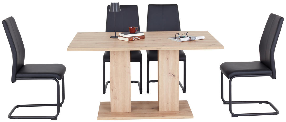 ESSTISCH rechteckig Eiche Artisan  - Schwarz/Eiche Artisan, KONVENTIONELL, Holzwerkstoff (138/74/90cm) - home24