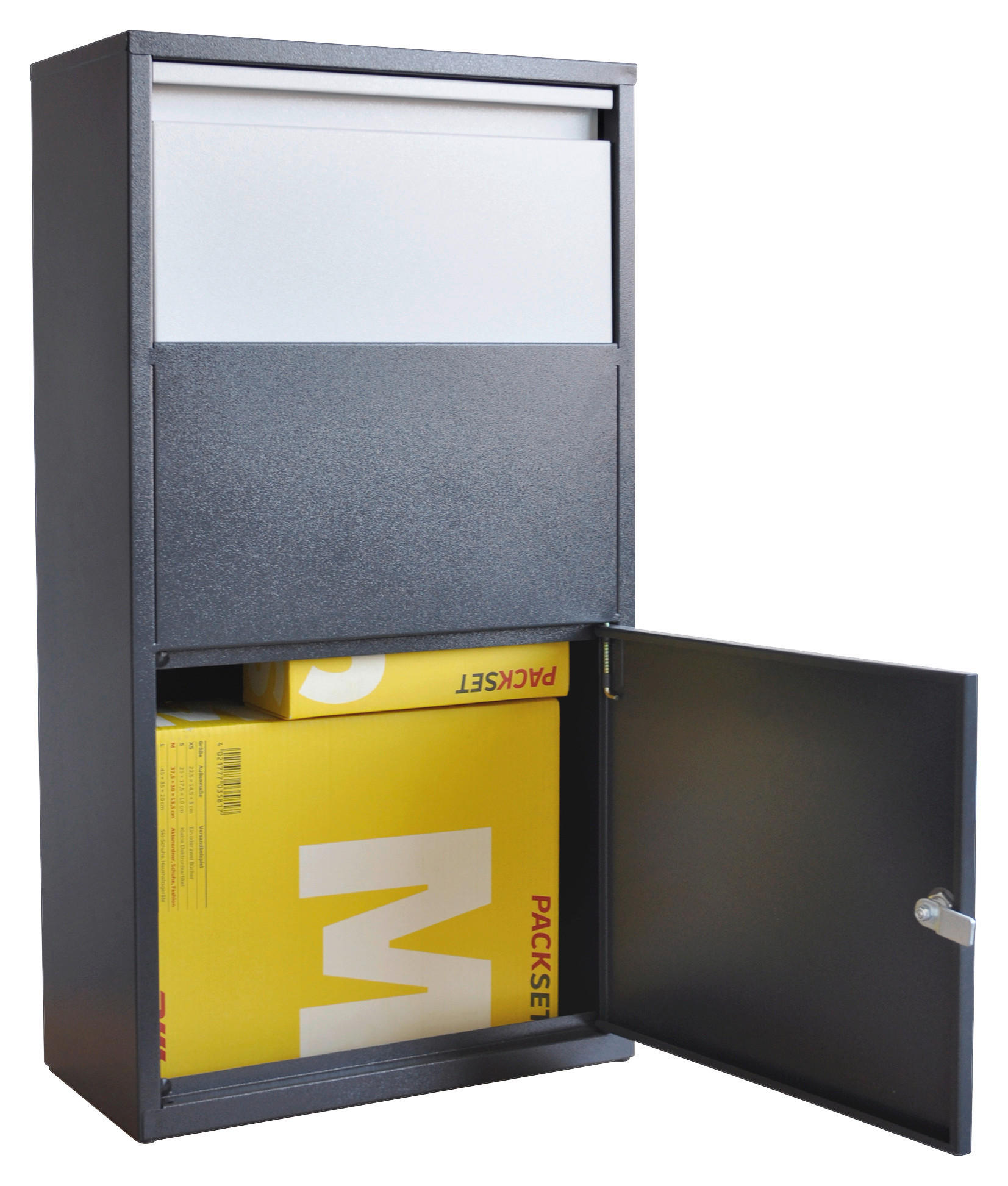 Thumbnail - Ambia Garden Paket, Anthrazit, Metall, 30 L, 22x82x44 cm, Einwurföffnung mit Klappe, Gartenzubehör, Paketboxen