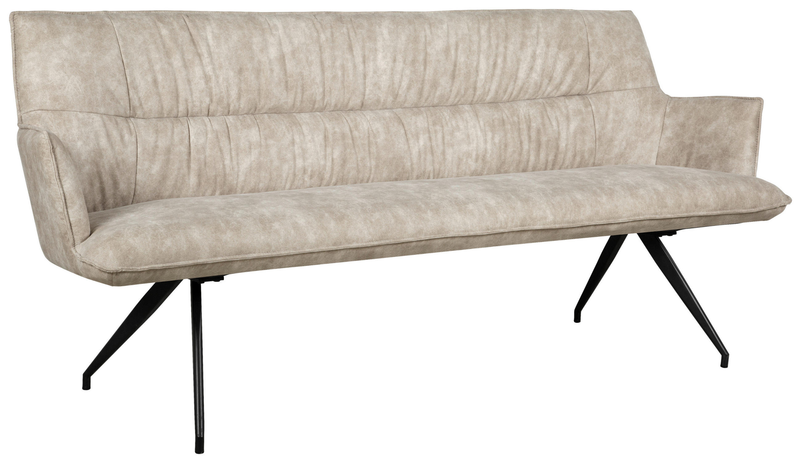 SITZBANK 203,5/87/64 cm Mikrofaser Schwarz, Taupe - Taupe/Schwarz, Design, Textil/Metall (203,5/87/64cm) - Novel