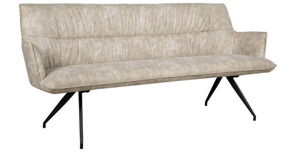 SITZBANK 203,5/87/64 cm Mikrofaser Schwarz, Taupe  - Taupe/Schwarz, Design, Textil/Metall (203,5/87/64cm) - Novel