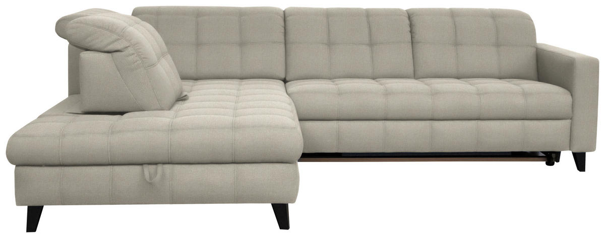 ECKSOFA in Webstoff Ecru  216/297 cm  - Ecru/Schwarz, Design, Holz/Textil (216/297cm) - Xora