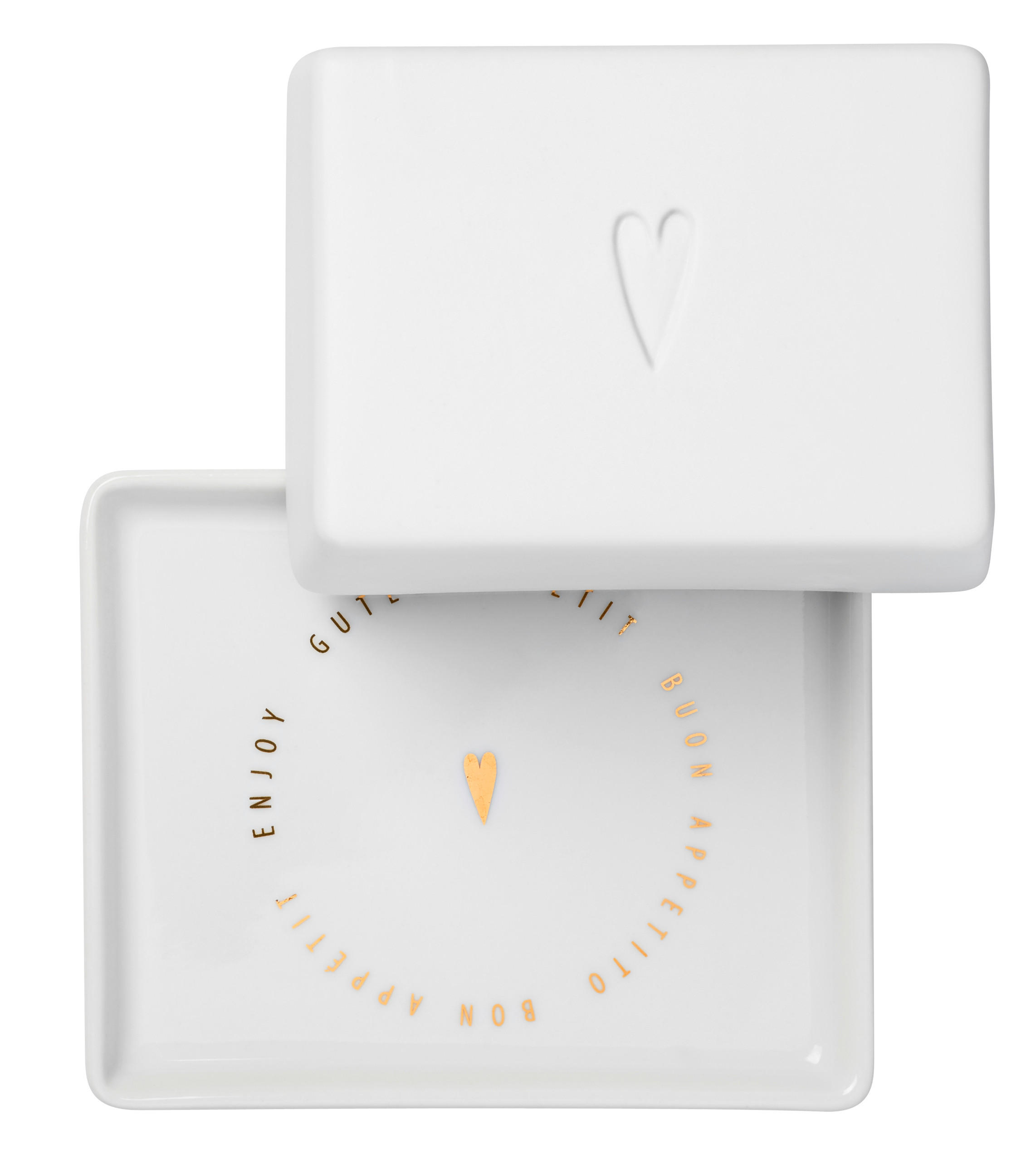 BUTTERDOSE Keramik  - Weiss/Goldfarben, Basics, Keramik (10/6/8cm) - Räder