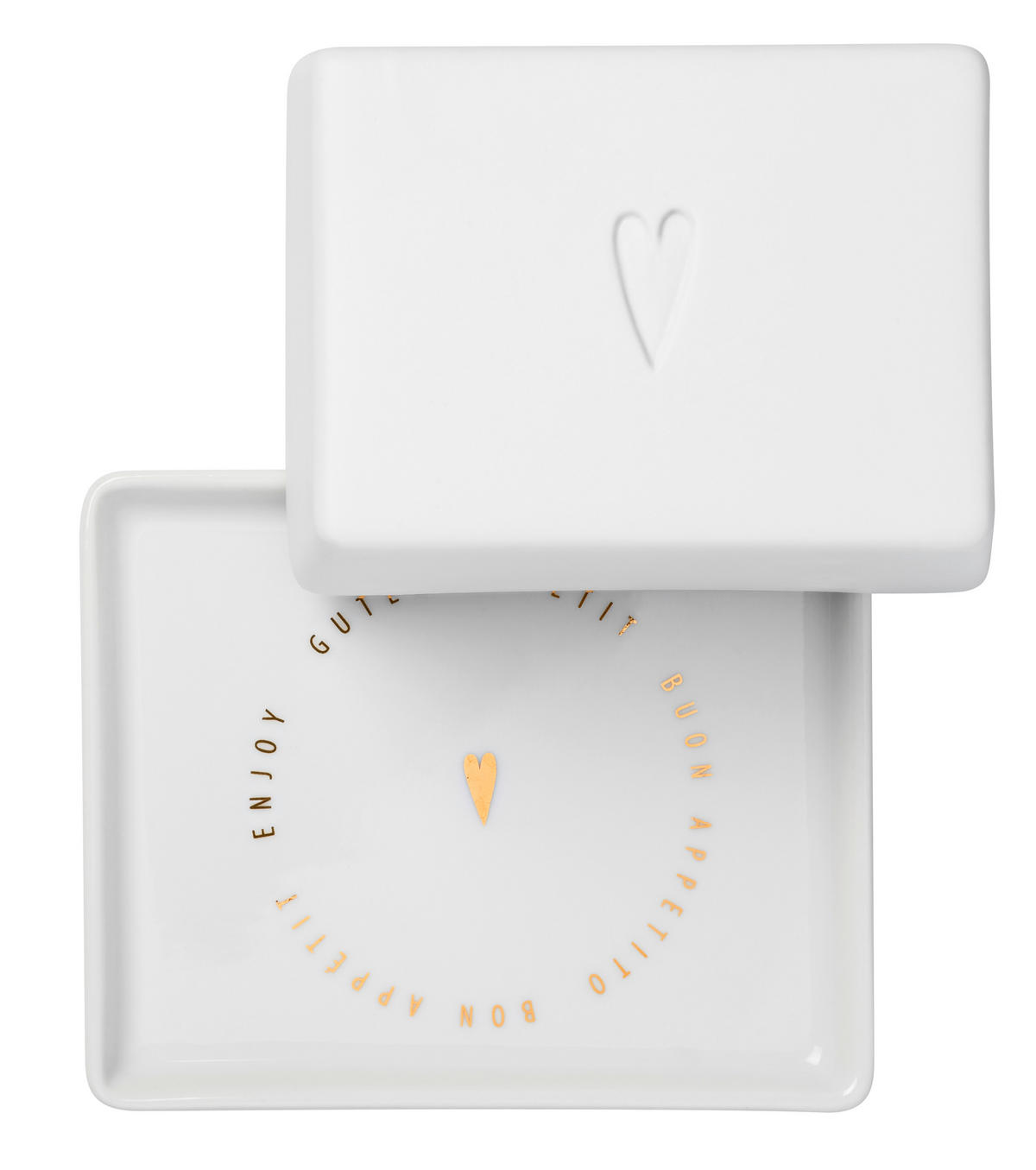 BUTTERDOSE Keramik  - Weiss/Goldfarben, Basics, Keramik (10/6/8cm) - Räder