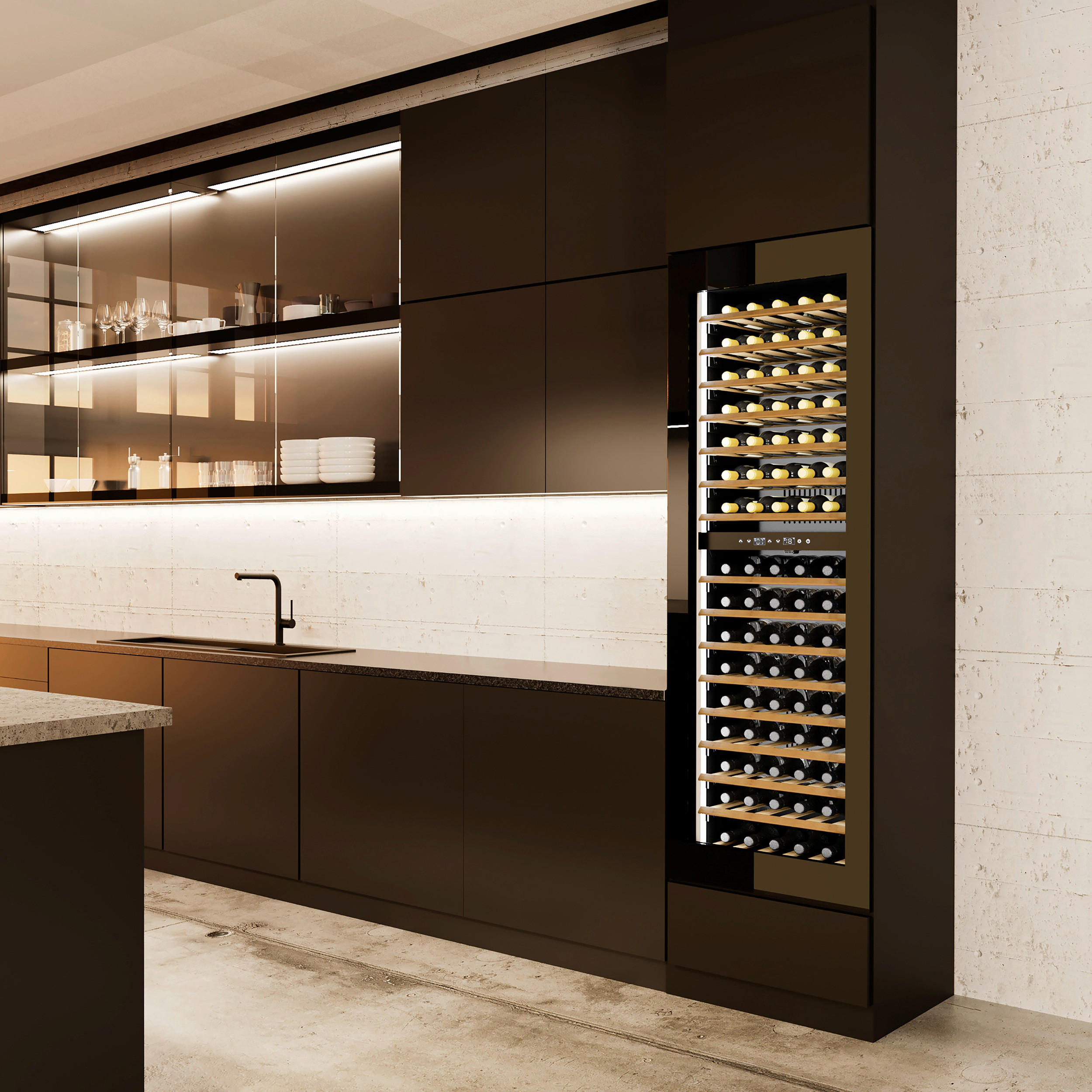 WEINKÜHLSCHRANK WineExcellence WE 96  - Schwarz, Basics, Glas (59,5/179,0/57,5cm) - CASO Design