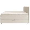 BOXSPRINGBETT 140/200 cm,  in Creme, gepolstertes Kopfteil, Bettkasten, Topper, Matratzen, H2 + H3 = mittel + fest  - Creme/Schwarz, KONVENTIONELL, Kunststoff/Textil (140/200cm) - Esposa