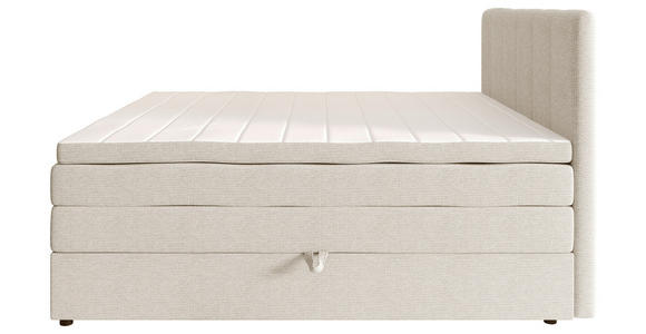 BOXSPRINGBETT 140/200 cm,  in Creme, gepolstertes Kopfteil, Bettkasten, Topper, Matratzen, H2 + H3 = mittel + fest  - Creme/Schwarz, KONVENTIONELL, Kunststoff/Textil (140/200cm) - Esposa