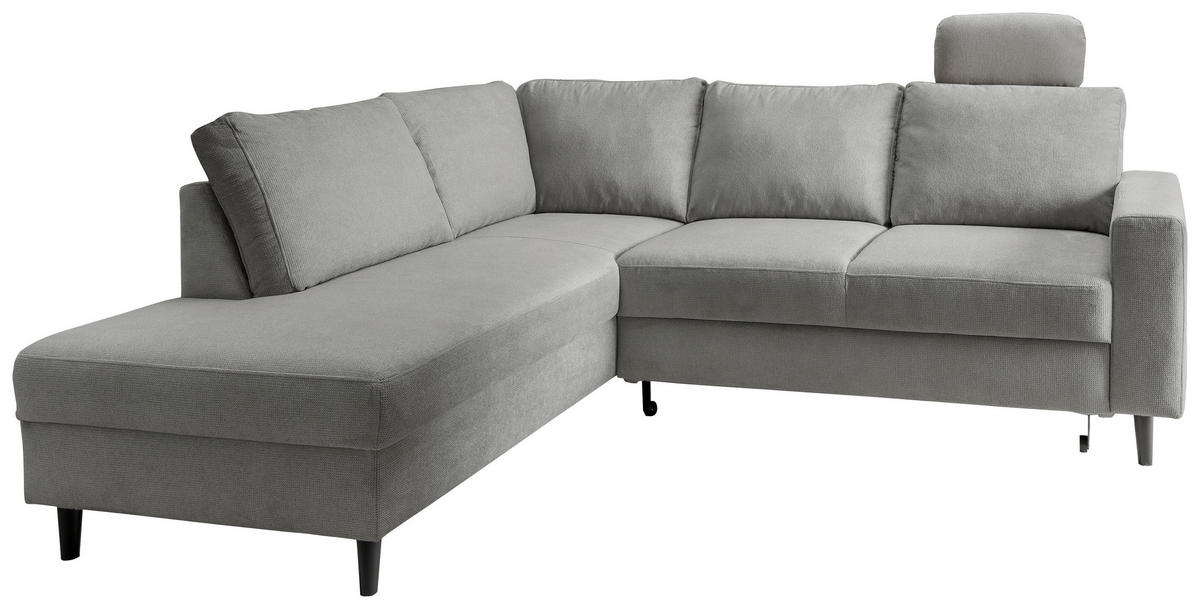 ECKSCHLAFSOFA Grau Chenille  - Schwarz/Grau, MODERN, Holz/Textil (200/242cm) - Livetastic