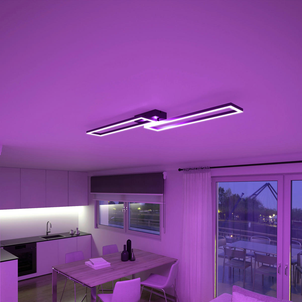 LED-DECKENLEUCHTE  Smart 24,4/7,8/110 cm   - Schwarz, Design, Metall (24,4/7,8/110cm) - Tint