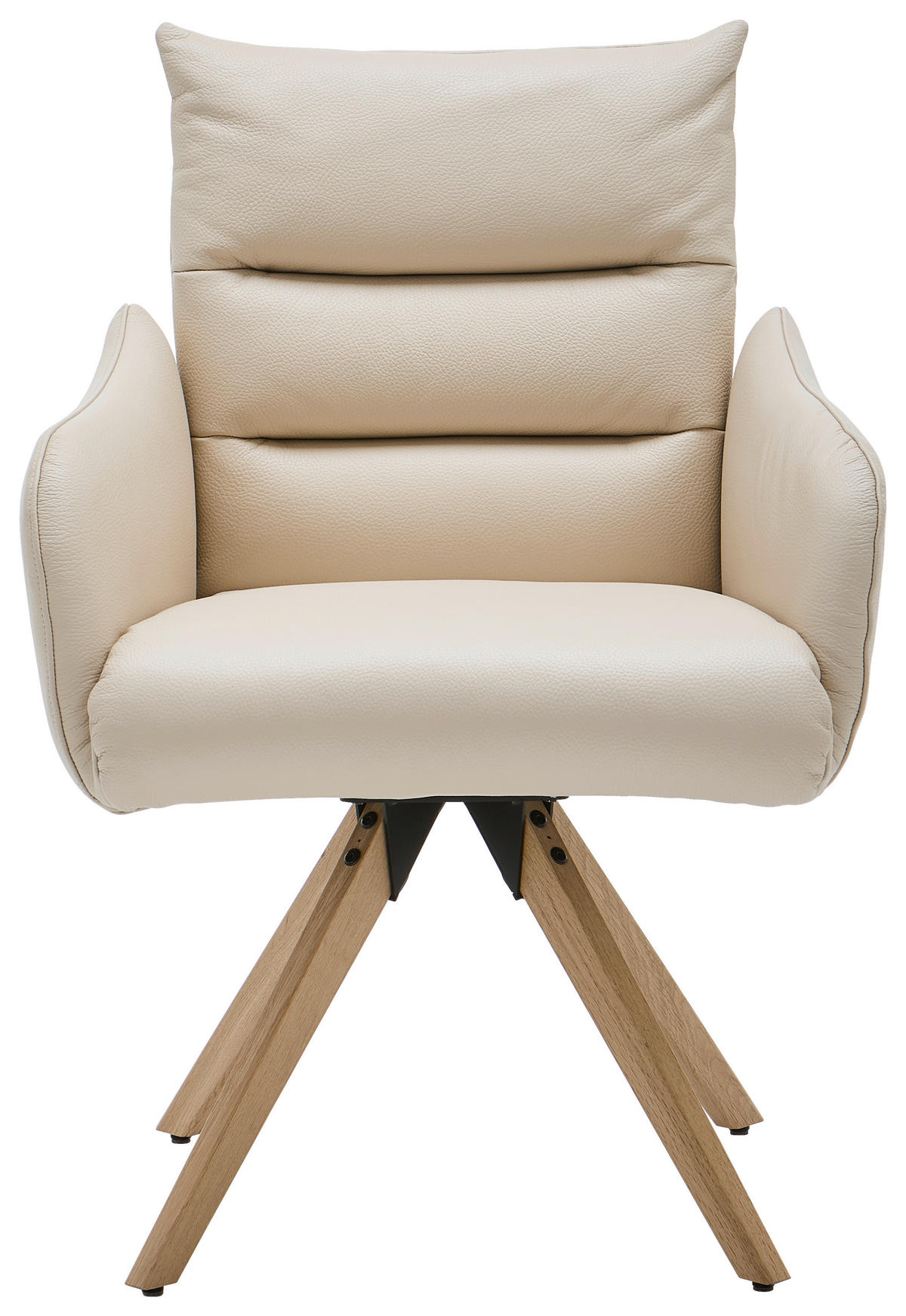 ARMLEHNSTUHL  in Echtleder pigmentiert  - Eichefarben/Beige, Design, Leder/Holz (59/85/67cm) - Welnova