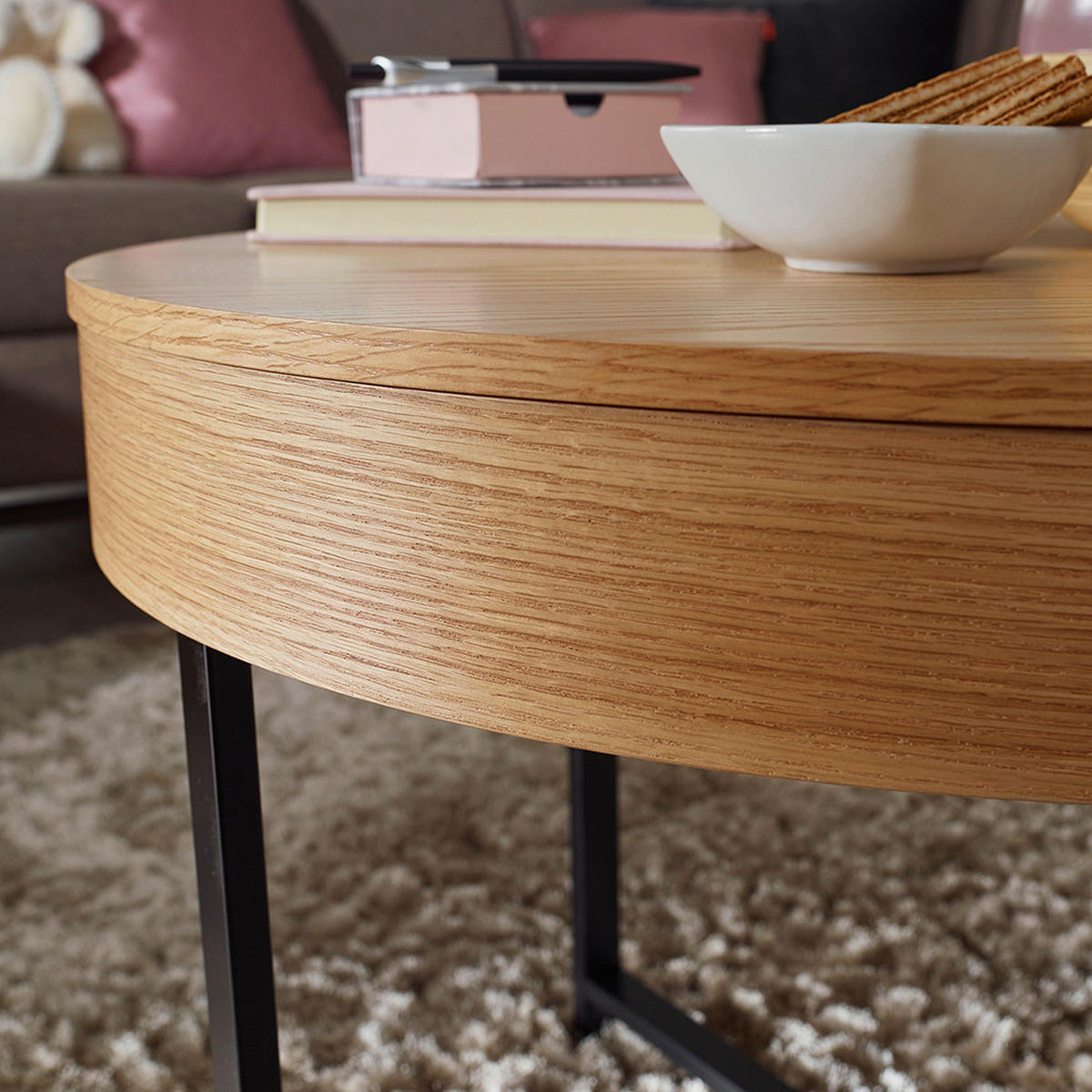 COUCHTISCH in Holz, Holzwerkstoff 69/69/49 cm  - Eichefarben/Schwarz, Design, Holz/Holzwerkstoff (69/69/49cm) - MID.YOU