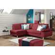 ECKSOFA in Flachgewebe Rot  - Silberfarben/Rot, KONVENTIONELL, Holz/Textil (186/255cm) - Cantus