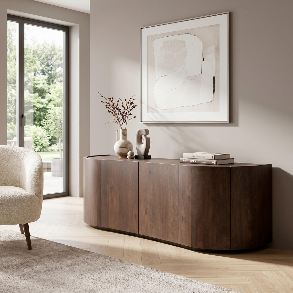 KOMMODE Sense, 160/50/46 cm,  - Walnussfarben, Design, Holz (160/50/46cm) - Livetastic