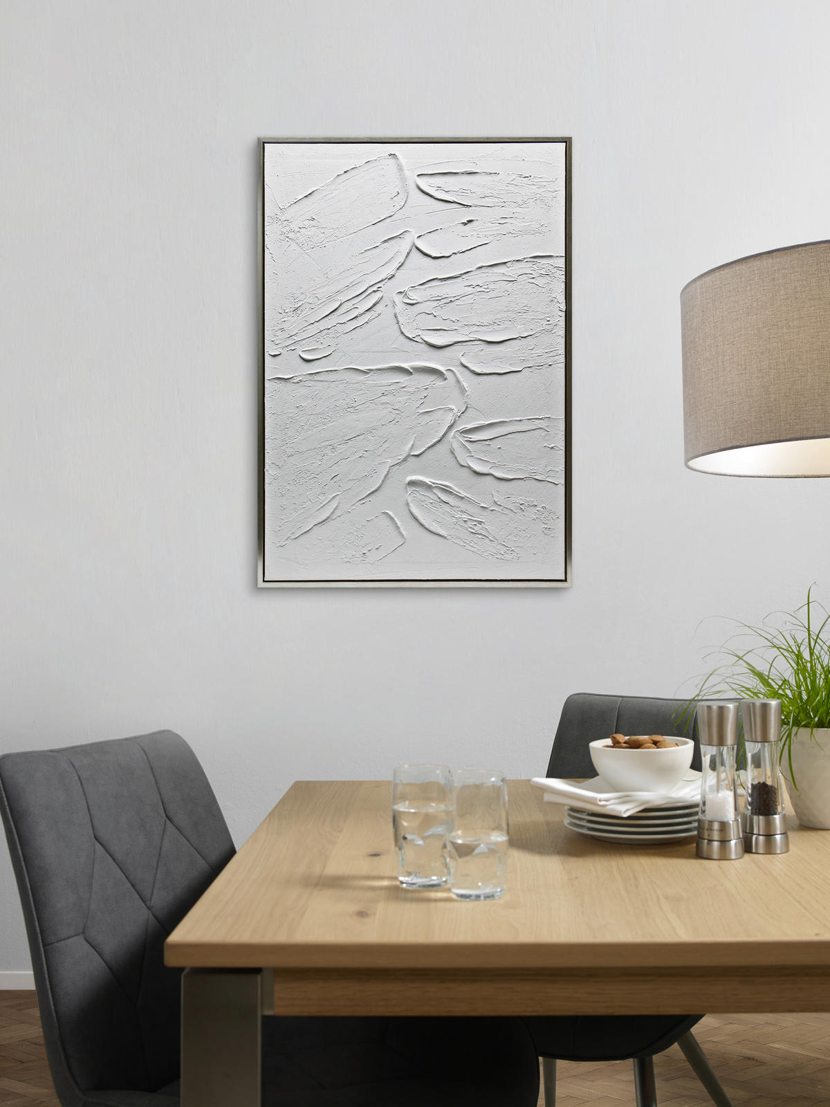 ÖLGEMÄLDE 70/100 cm  - Weiss/Silberfarben, Trend, Holzwerkstoff/Kunststoff (70/100cm) - Monee