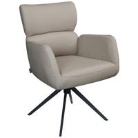 ARMLEHNSTUHL  Lederauswahl, Sitzfläche 360° drehbar, automatische Rückholfunktion  Echtleder  Taupe  - Taupe/Schwarz, Design, Leder/Metall (62,5/86,5/67cm) - Milino