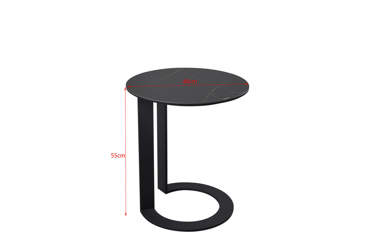 BEISTELLTISCH 48/48/55 cm Schwarz rund  - Schwarz, Design, Glas/Keramik (48/48/55cm) - Dieter Knoll
