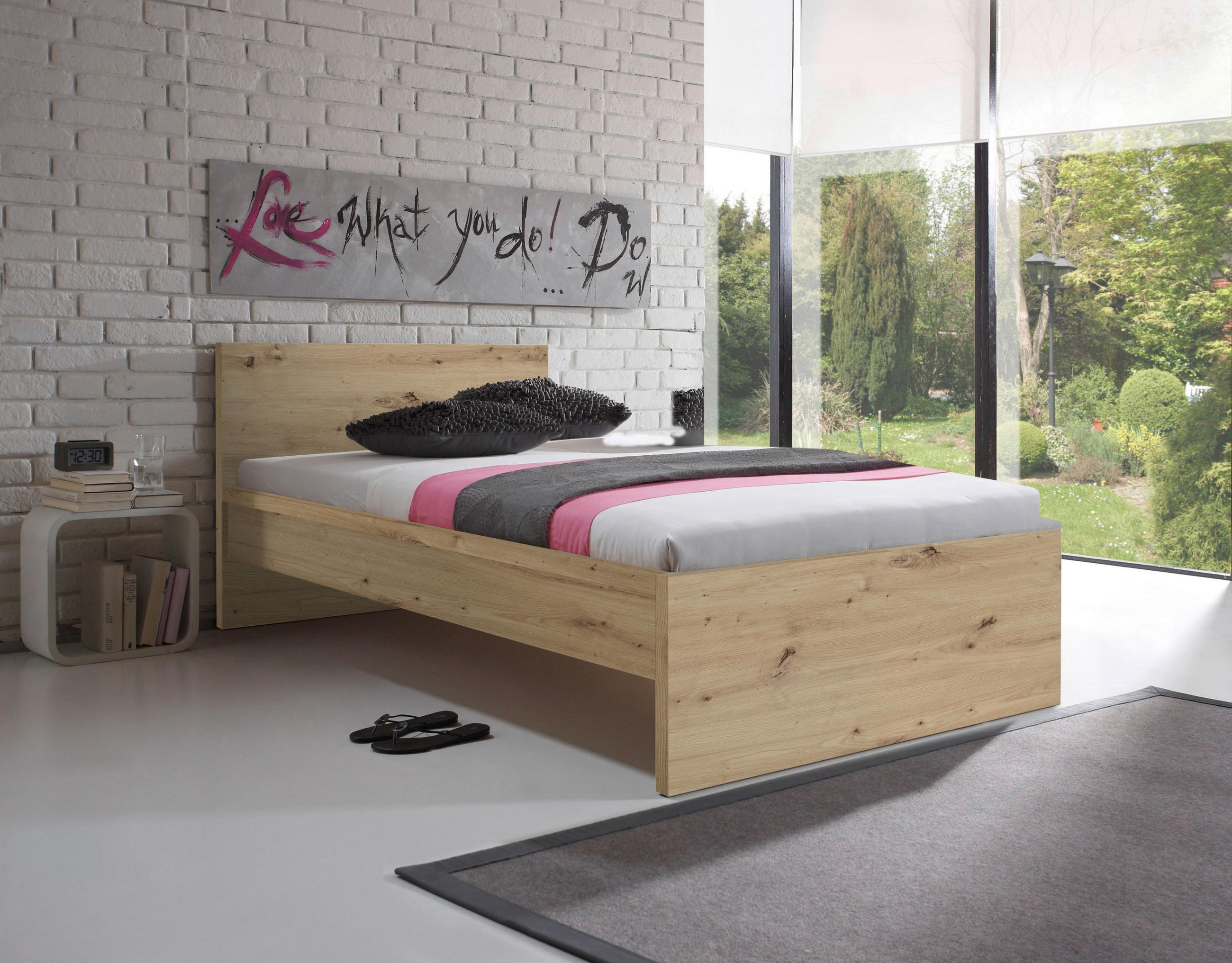 KREVET 90/200 cm hrast artisan - hrast artisan, Konvencionalno, pločasti materijal (90/200cm) - Carryhome