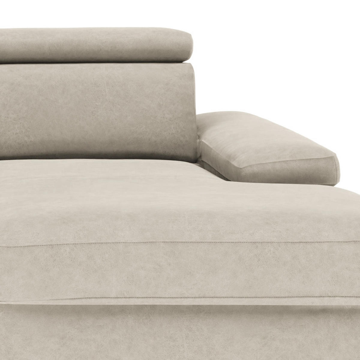 ECKSOFA in Mikrofaser Silberfarben  - Silberfarben, Konventionell, Textil/Metall (182/82/260cm) - Trendmanufaktur