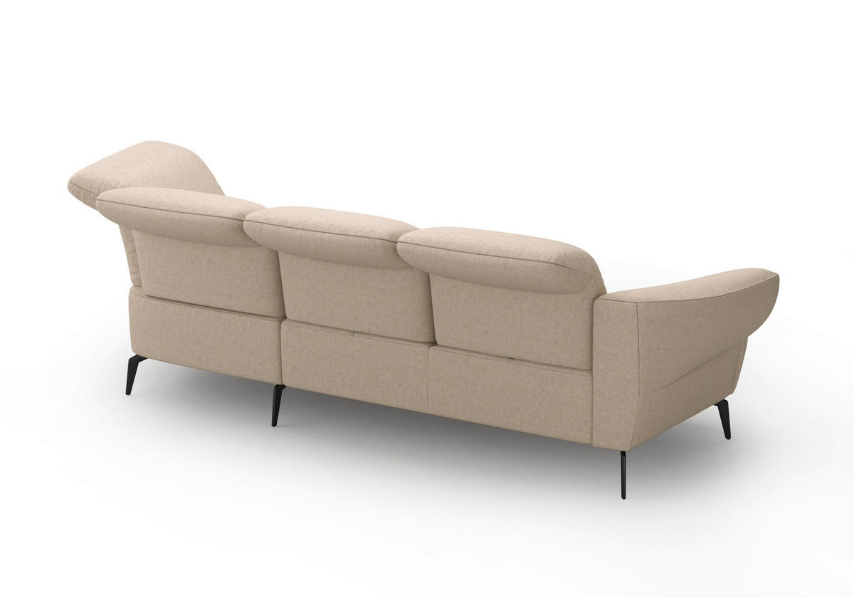 ECKSOFA DANCE E Creme Flachgewebe  - Creme/Schwarz, MODERN, Textil/Metall (313/208cm) - Sit & More
