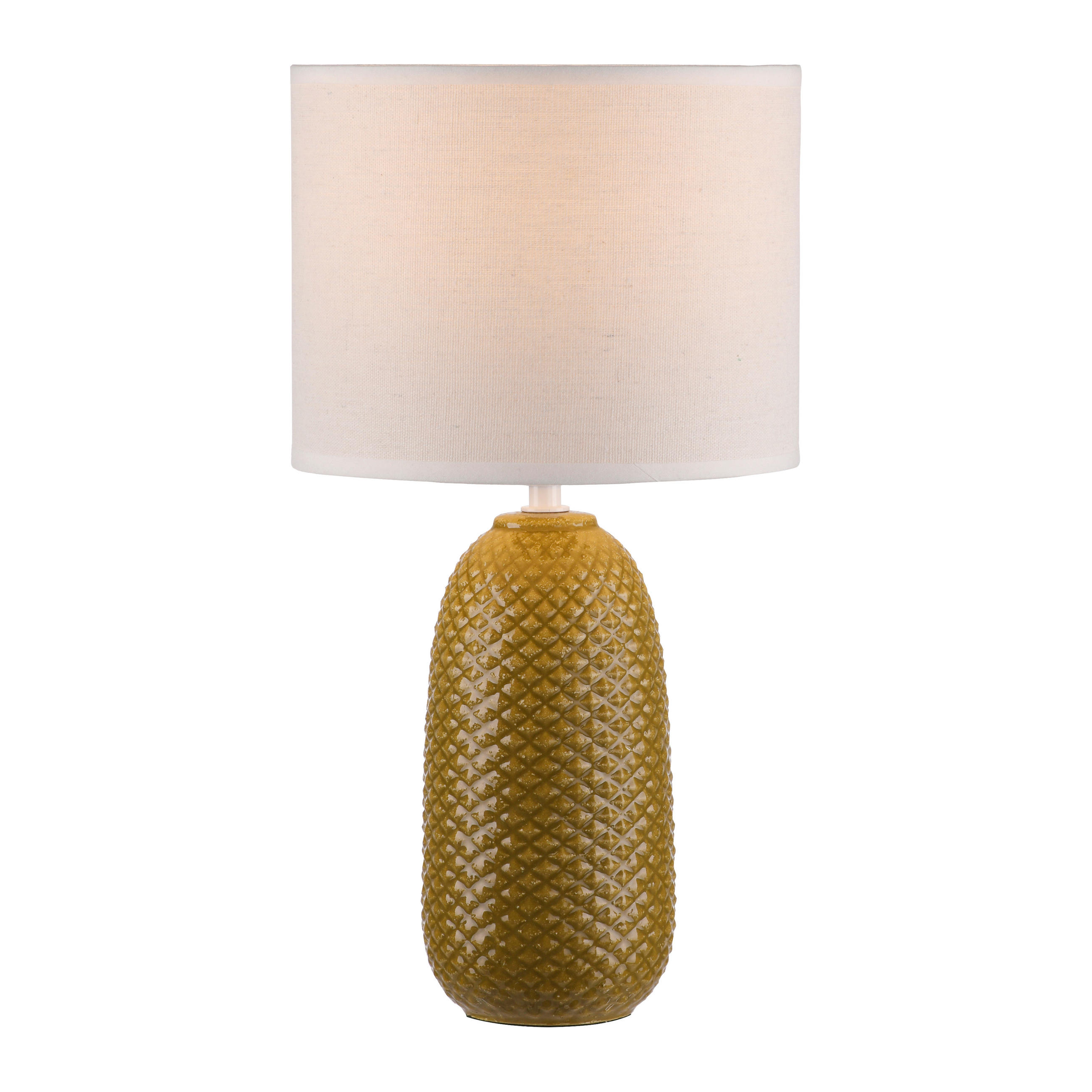 TISCHLEUCHTE PINE 20/20/38 cm  - Currygelb/Weiß, Design, Glas/Kunststoff (20/20/38cm)