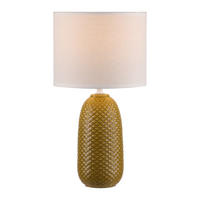 TISCHLEUCHTE PINE 20/20/38 cm  - Currygelb/Weiß, Design, Glas/Kunststoff (20/20/38cm)