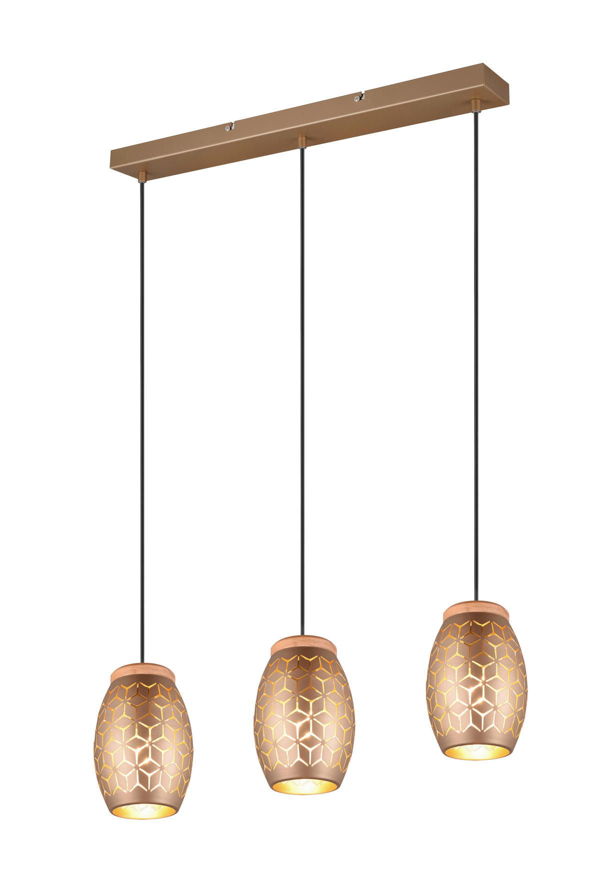 PENDELLEUCHTE Bidar 71/15/150 cm   - Goldfarben/Braun, KONVENTIONELL, Holz/Metall (71/15/150cm)