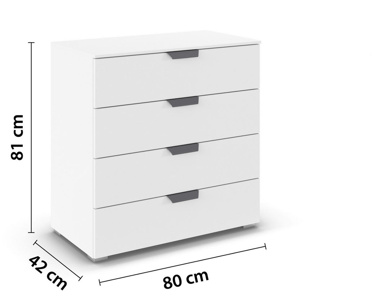 KOMMODE  in 80/81/42 cm  - Dunkelgrau/Weiß, Design, Holzwerkstoff/Metall (80/81/42cm) - Carryhome