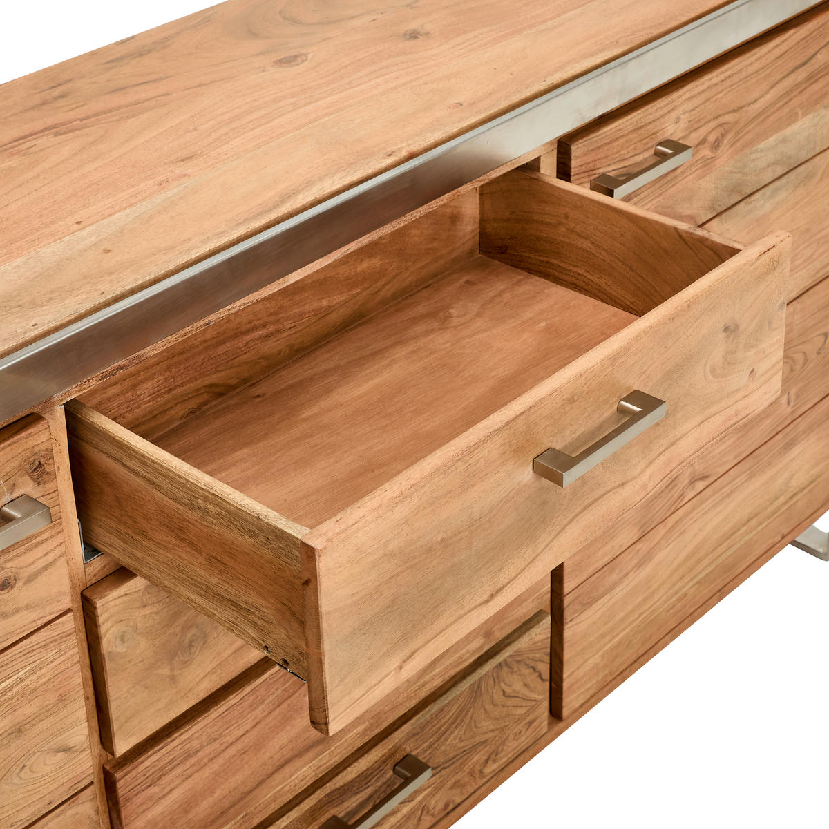 SIDEBOARD  in 175/85/40 cm  - Silberfarben/Akaziefarben, KONVENTIONELL, Holz/Metall (175/85/40cm) - Livetastic