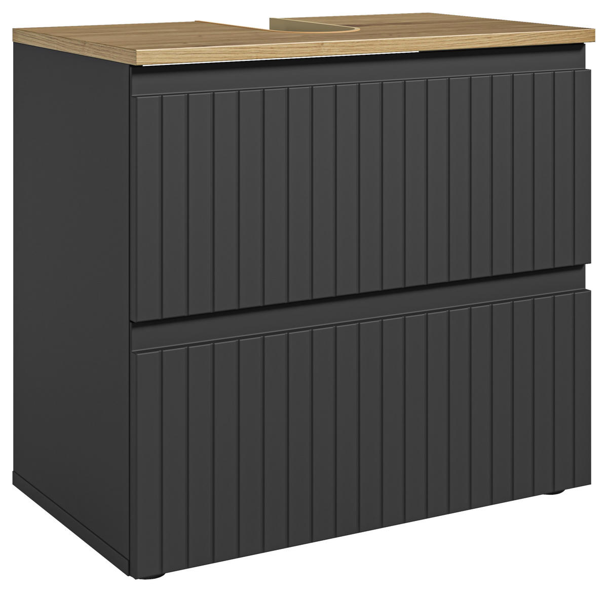 WASCHBECKENUNTERSCHRANK 60/57/36 cm  - Eichefarben/Schwarz, MODERN, Holzwerkstoff/Kunststoff (60/57/36cm) - MID.YOU