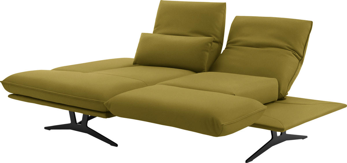 ECKSOFA in Echtleder Hellgrün  130/210 cm  - Gelb/Schwarz, Design, Leder/Metall (130/210cm) - Dieter Knoll