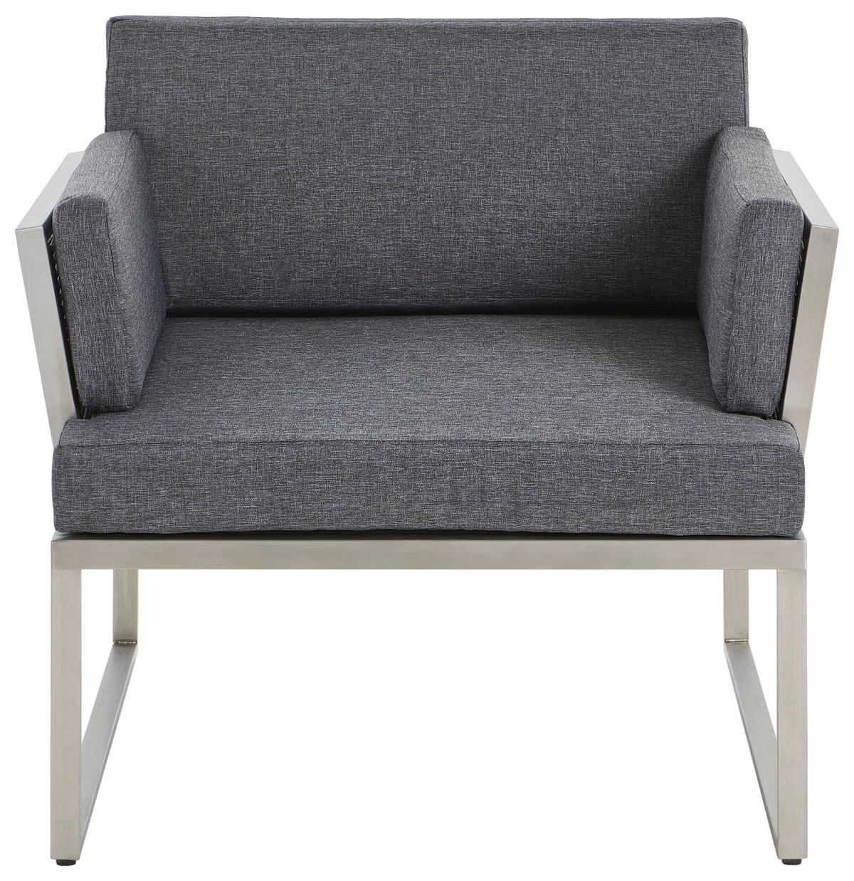 GARTENSESSEL Edelstahl Edelstahlfarben, Dunkelgrau  - Edelstahlfarben/Dunkelgrau, Design, Textil/Metall (83/76/83cm) - Amatio