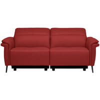 3-SITZER-SOFA Echtleder Rot  - Rot/Schwarz, Design, Leder/Metall (210/79/104cm) - Belluti