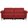 3-SITZER-SOFA  in Echtleder Rot   - Rot/Schwarz, Design, Leder/Metall (210/79/104cm) - Belluti