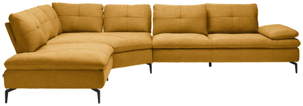 ECKSOFA Flachgewebe Honig  - Schwarz/Honig, Design, Textil/Metall (271/344cm) - Chilliano