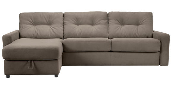ECKSOFA Braun Webstoff Schlaffunktion, Rücken echt, Matratze, Rückenkissen, Bettkasten  - Schwarz/Braun, KONVENTIONELL, Kunststoff/Textil (160/270cm) - Carryhome