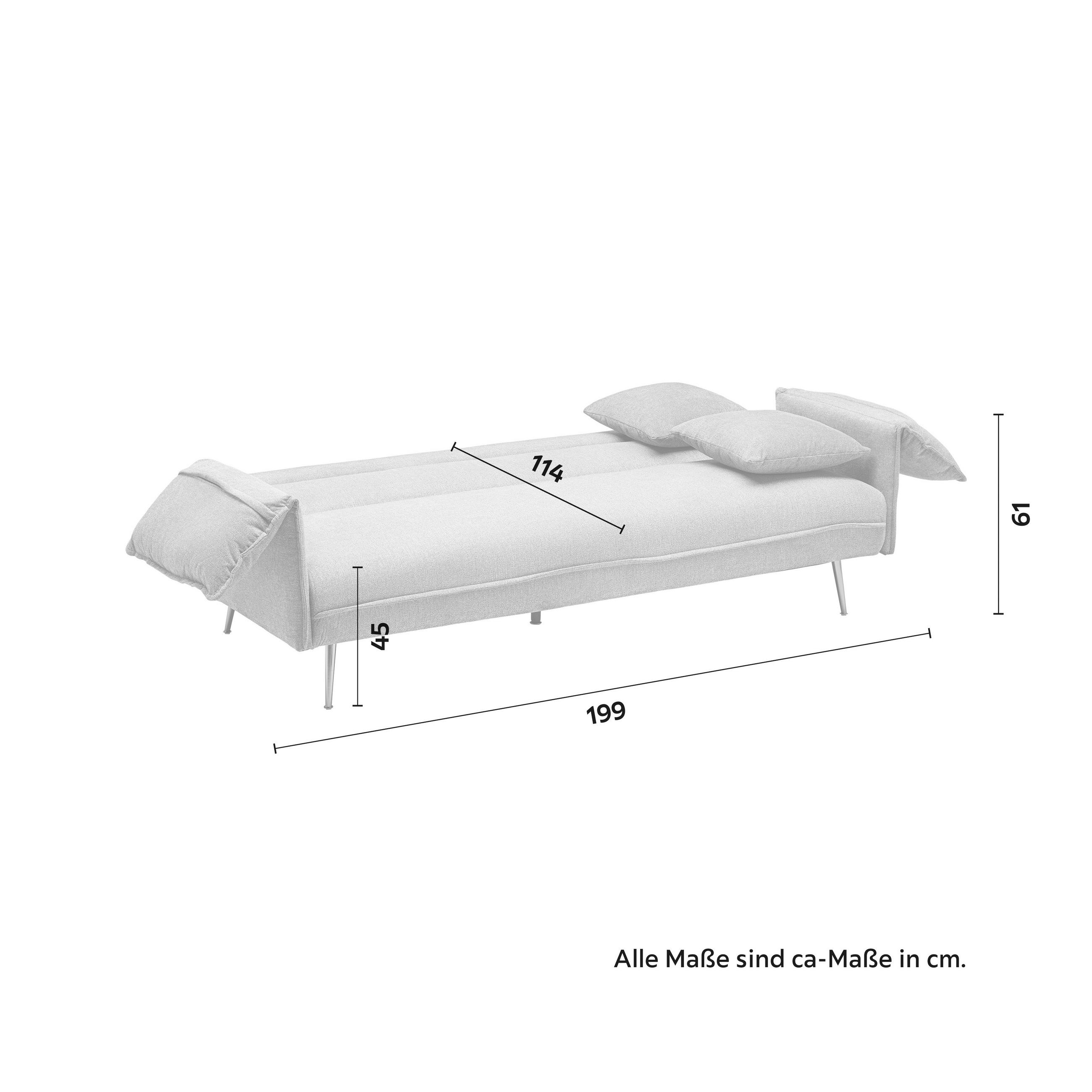 Thumbnail - Bessagi Home Schlafsofa, Beige, Textil, Holz, 3-Sitzer, Füllung: Polyester, 193x117x25.5 cm, Rücken echt, Bettfunktion e...