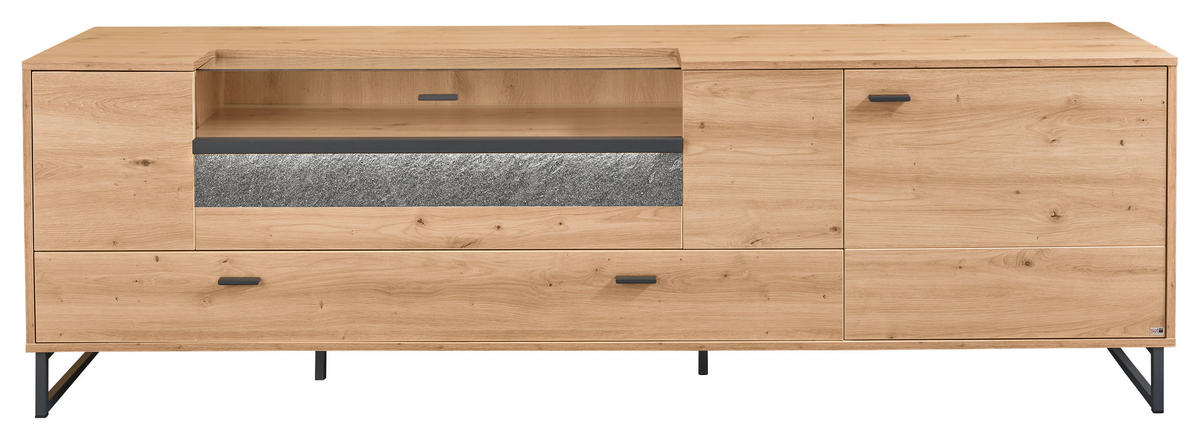TV-ELEMENT - Dunkelgrau/Eiche Artisan, Design, Glas/Holzwerkstoff (213,7/66,5/50,2cm) - SetOne by Musterring