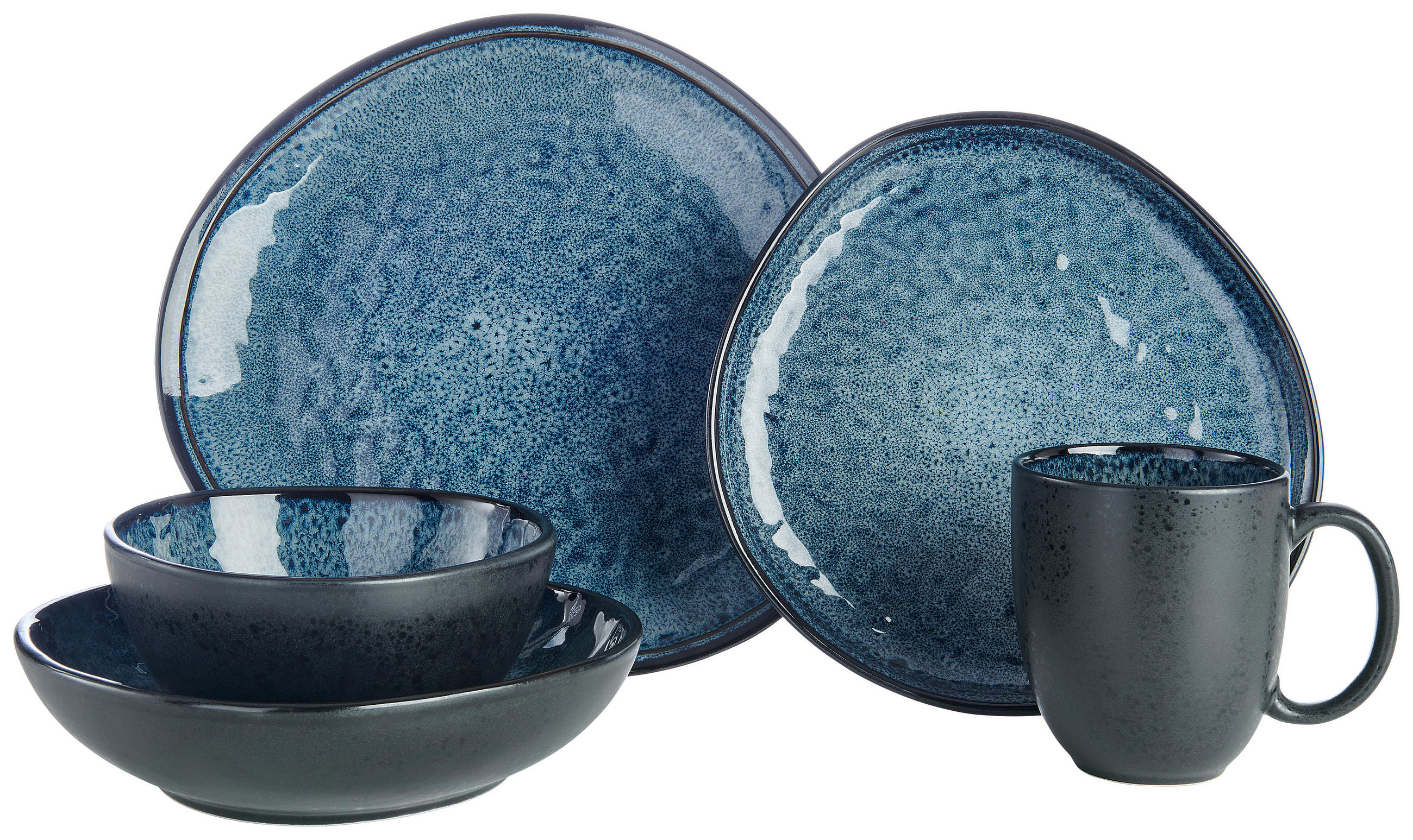 KOMBISERVICE Blau SØREN BLUE 10-teilig 2 Personen - Blau, Trend, Keramik - Novel