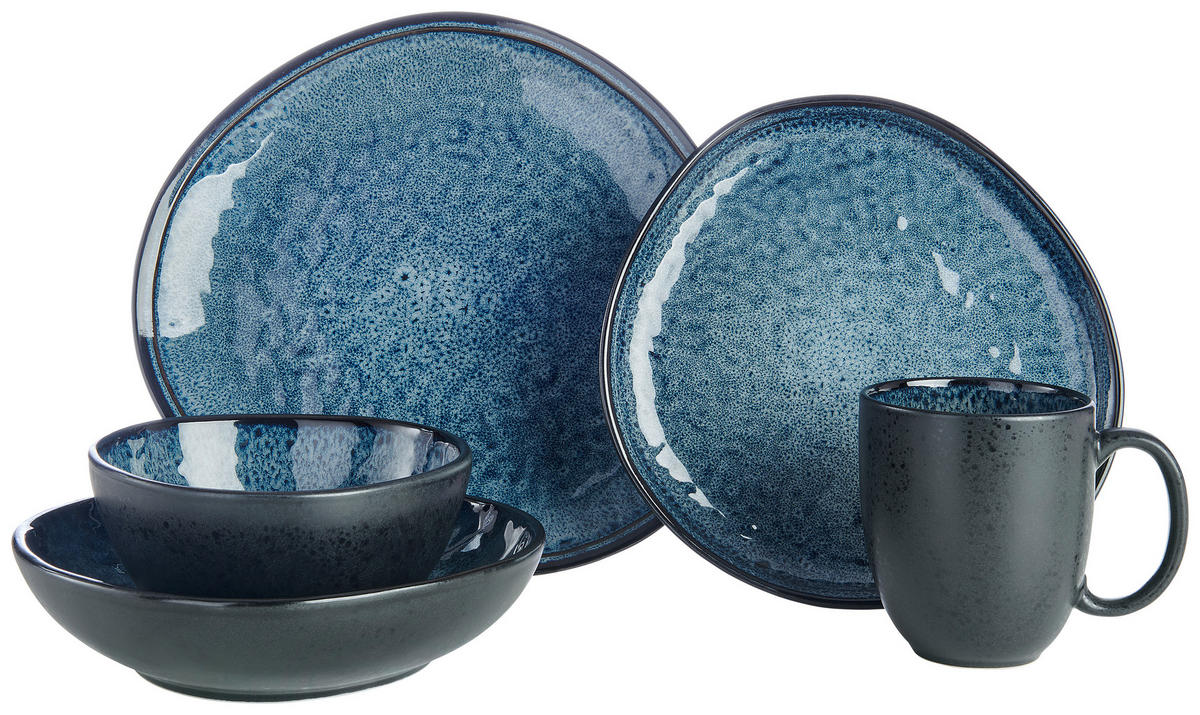 KOMBISERVICE Blau SØREN BLUE 10-teilig 2 Personen  - Blau, Trend, Keramik - Novel