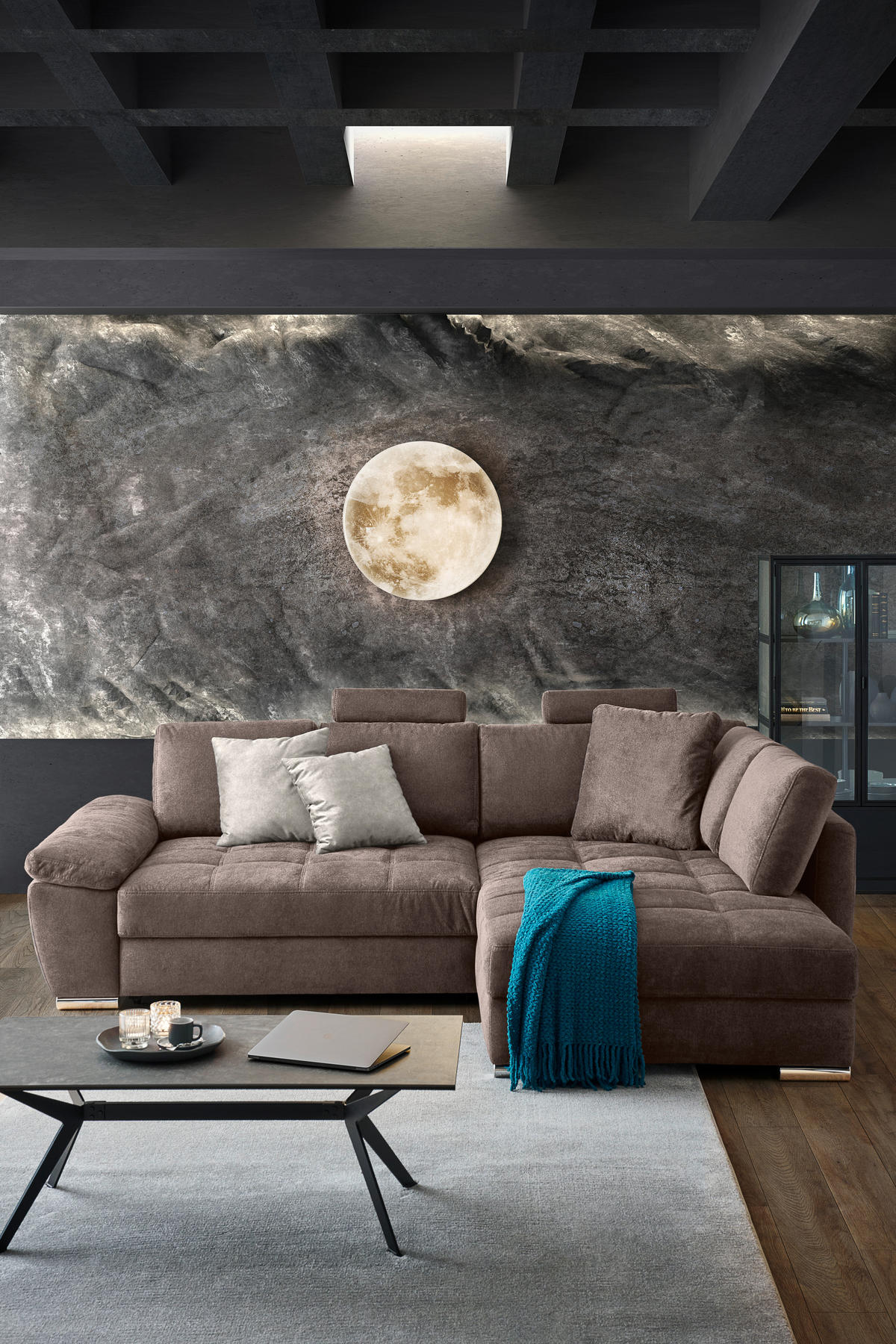 ECKSOFA in Webstoff Taupe  276/212 cm  - Taupe/Chromfarben, Design, Kunststoff/Textil (276/212cm) - Carryhome