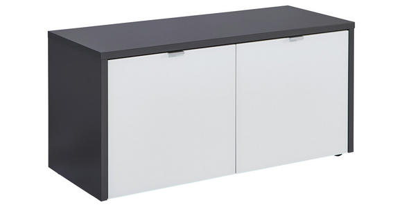GARDEROBENBANK Graphitfarben, Weiß - Alufarben/Schwarz, Design, Glas/Kunststoff (98/48/40cm) - Voleo