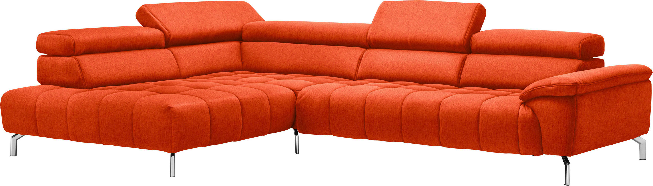 ECKSOFA in Chenille Orange  - Chromfarben/Orange, Design, Textil/Metall (222/323cm) - Beldomo Style
