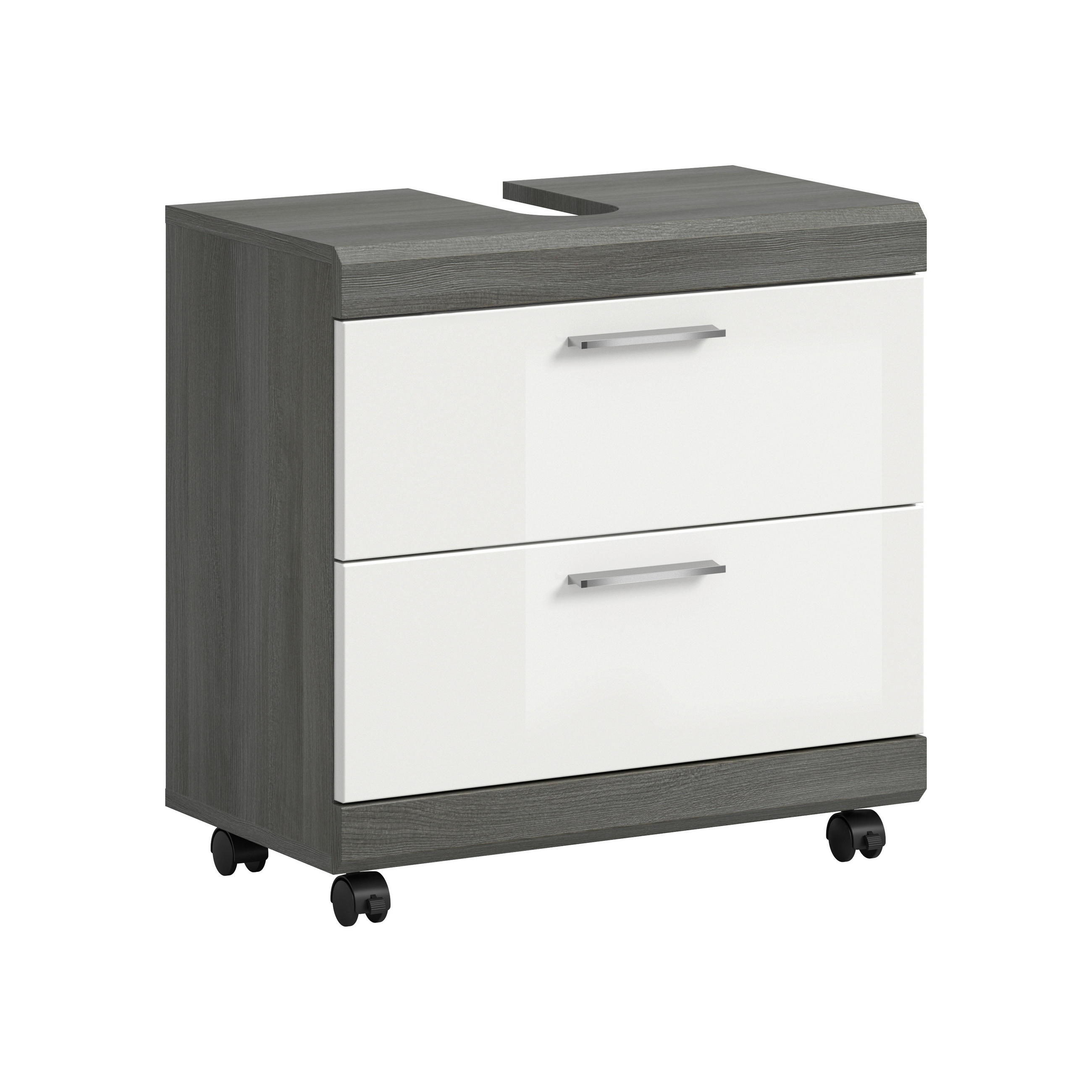 WASCHBECKENUNTERSCHRANK 60/60/34 cm  - Weiß Hochglanz/Silberfarben, Trend, Holzwerkstoff/Kunststoff (60/60/34cm) - MID.YOU