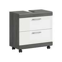 WASCHBECKENUNTERSCHRANK 60/60/34 cm  - Weiß Hochglanz/Silberfarben, Trend, Holzwerkstoff/Kunststoff (60/60/34cm) - MID.YOU