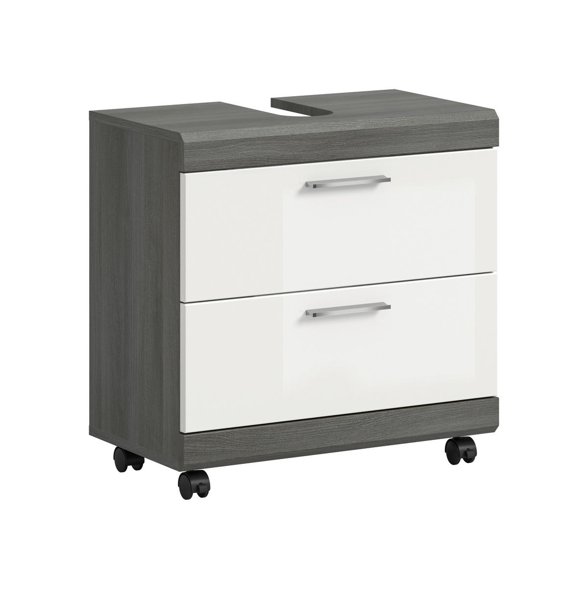 WASCHBECKENUNTERSCHRANK 60/60/34 cm  - Weiß Hochglanz/Silberfarben, Trend, Holzwerkstoff/Kunststoff (60/60/34cm) - MID.YOU