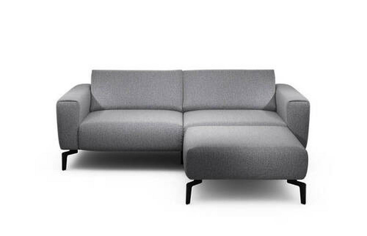2,5-Sitzer inkl. Hocker in Chenille Anthrazit  - Anthrazit/Schwarz, Design, Textil/Metall (220/86/86-94cm) - SENSOO
