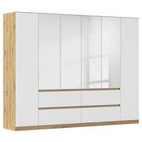 DREHTÜRENSCHRANK in Weiss, Eiche Artisan, Silberfarben  - Weiss/Silberfarben, Basics, Holzwerkstoff (271/210/54cm) - Rauch Möbel