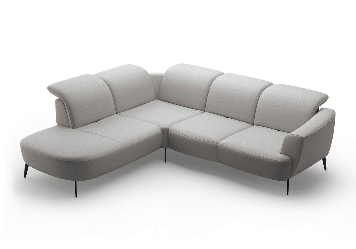 ECKSOFA in Flachgewebe Hellgrau  267/300 cm  - Hellgrau/Schwarz, KONVENTIONELL, Textil/Metall (267/300cm) - Sit & More