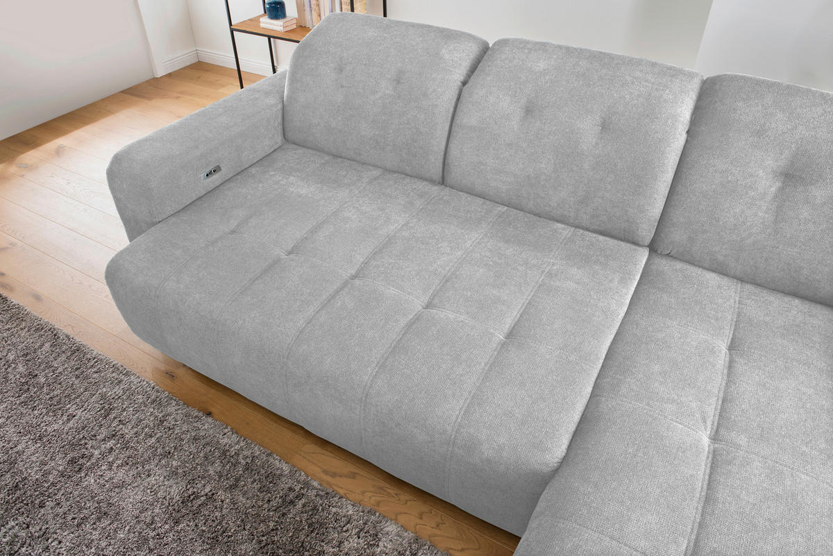 ECKSOFA Vicari Grau Chenille  - Schwarz/Grau, MODERN, Textil/Metall (185/292cm) - Livetastic